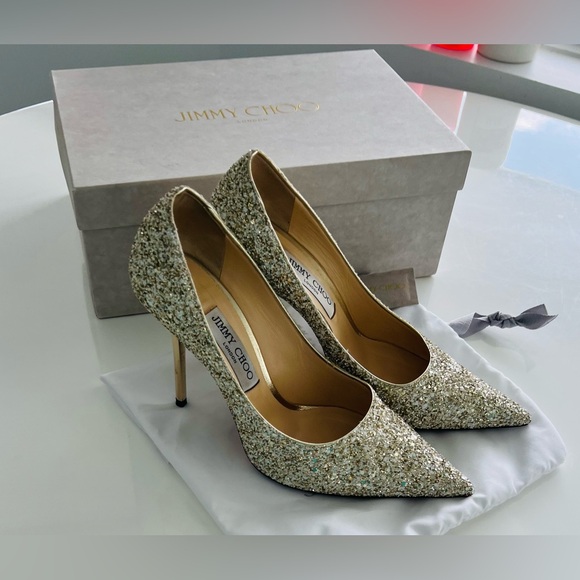 Jimmy Choo Love 100 Moon Sand Size 39,5 Glitter Pumps - Picture 4 of 16
